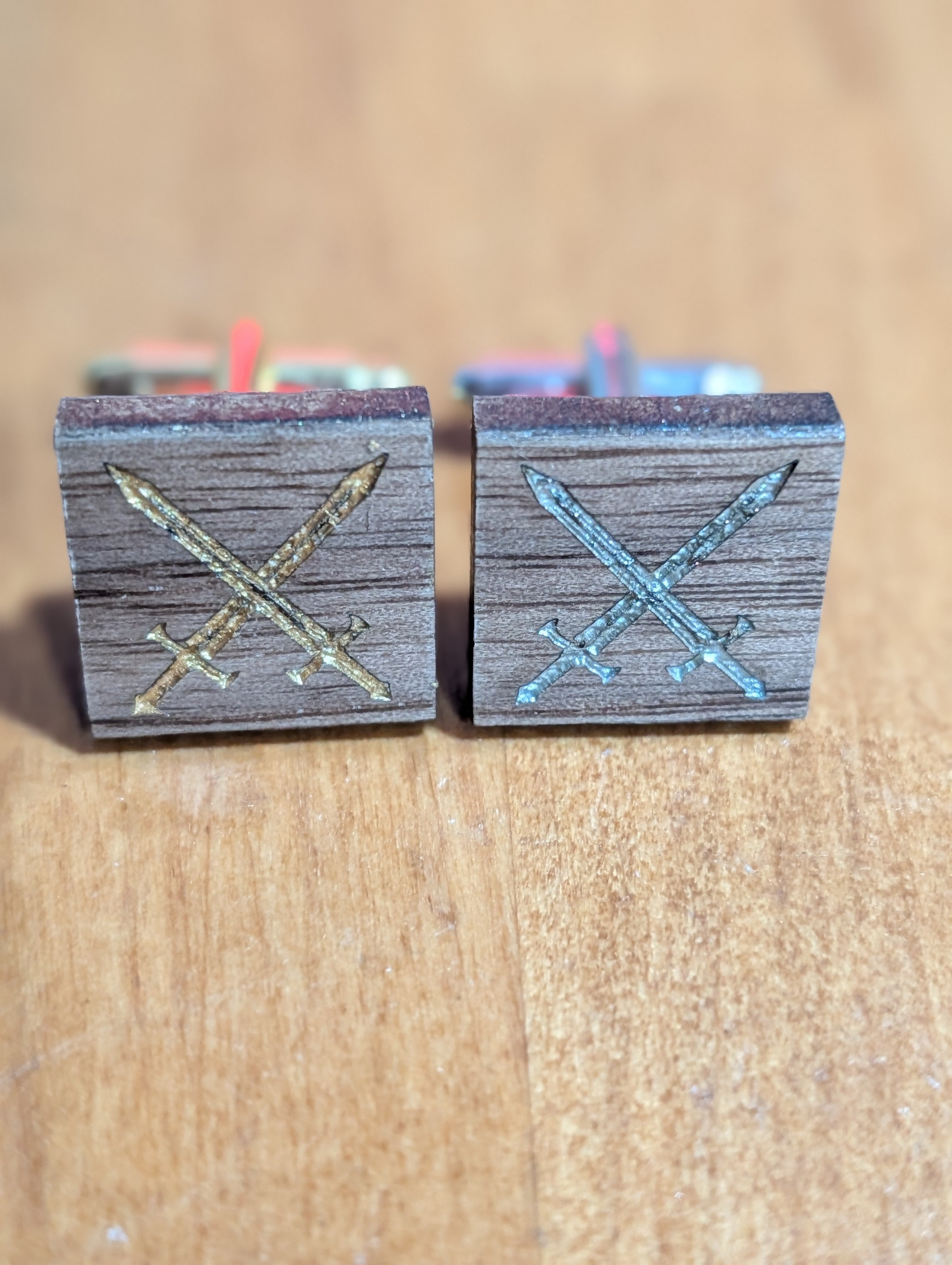 Crossed Swords Wood Cufflinks