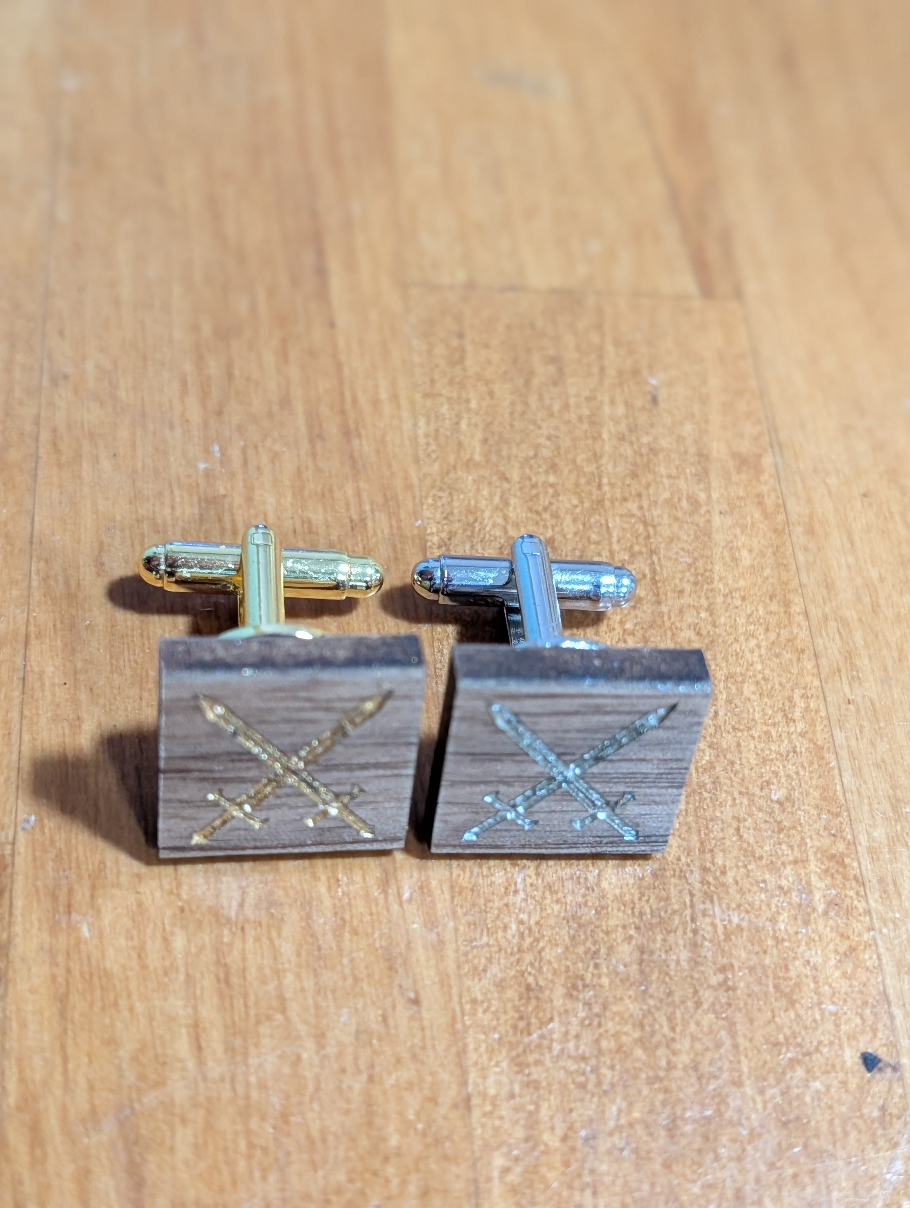 Crossed Swords Wood Cufflinks