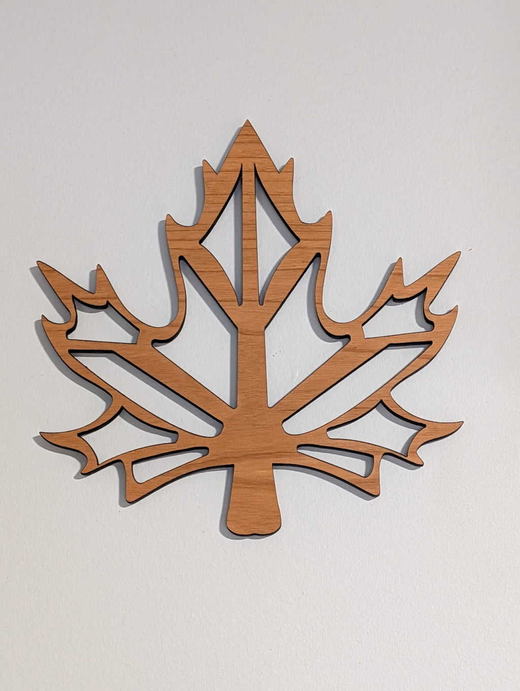 Wooden Maple Leaf with Lattice Cutouts