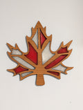 Canadian Wooden Maple Leaf with Red and White Resin